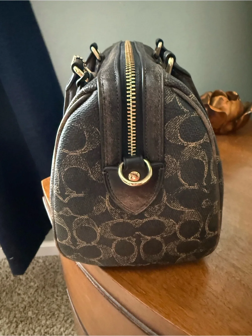 Coach Rowan loved signature canvas with Gold Hardware